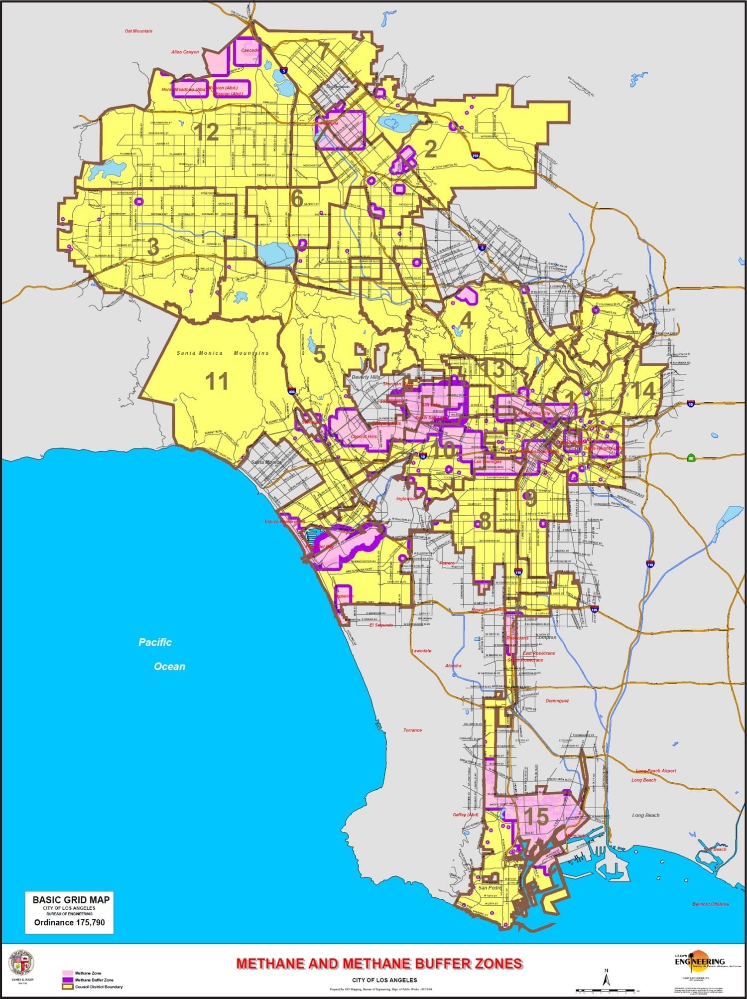 map of los angeles city Los Angeles Methane Zones Map Geo Forward map of los angeles city